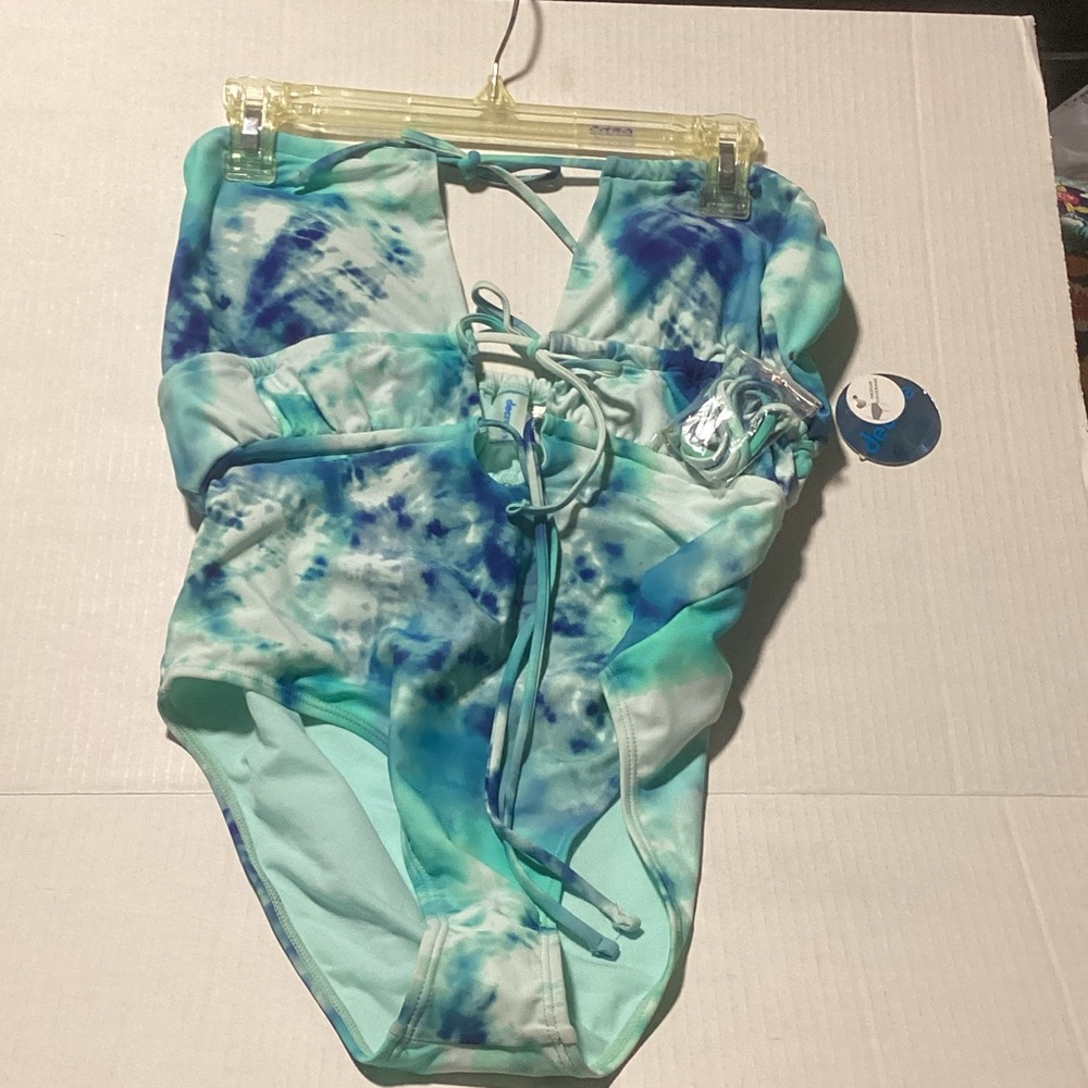 Decree Teal and Blue Tie-Dye One-Piece Swimsuit